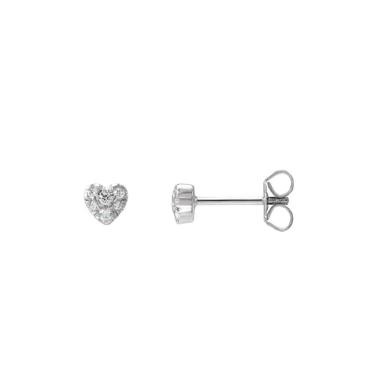 Tiny Diamond Heart Studs Earrings Robyn Canady 14K White Gold 