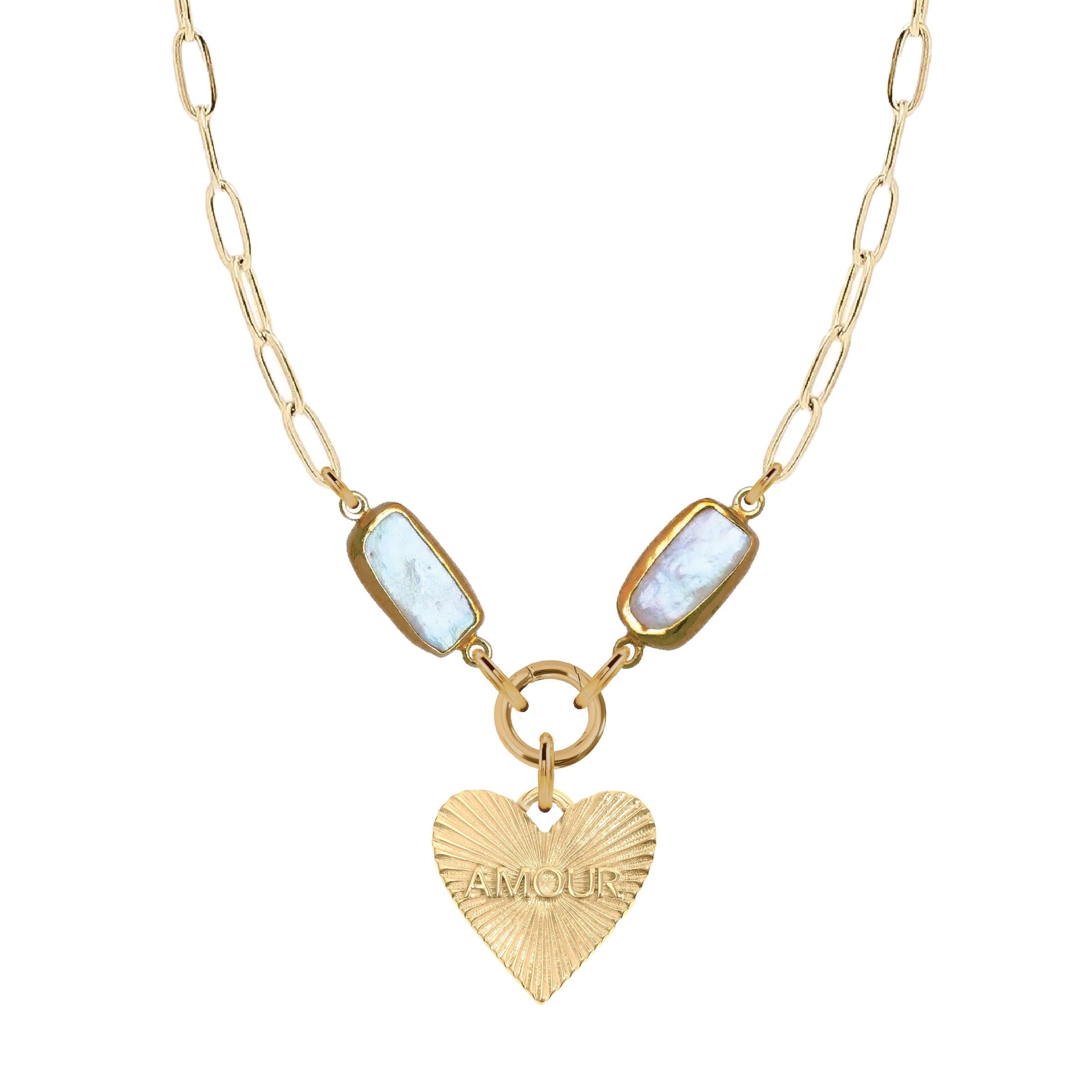 7 Fall Colors - Gemstone Link Amore Heart Necklace Bracelet Robyn Canady Freshwater Pearl 