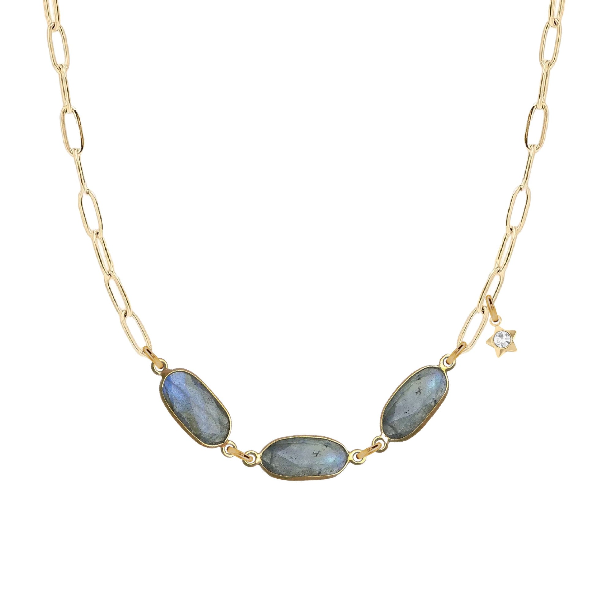 Gemstone Triple Link Necklace - Choice of 7 Gemstones Robyn Canady Labradorite 