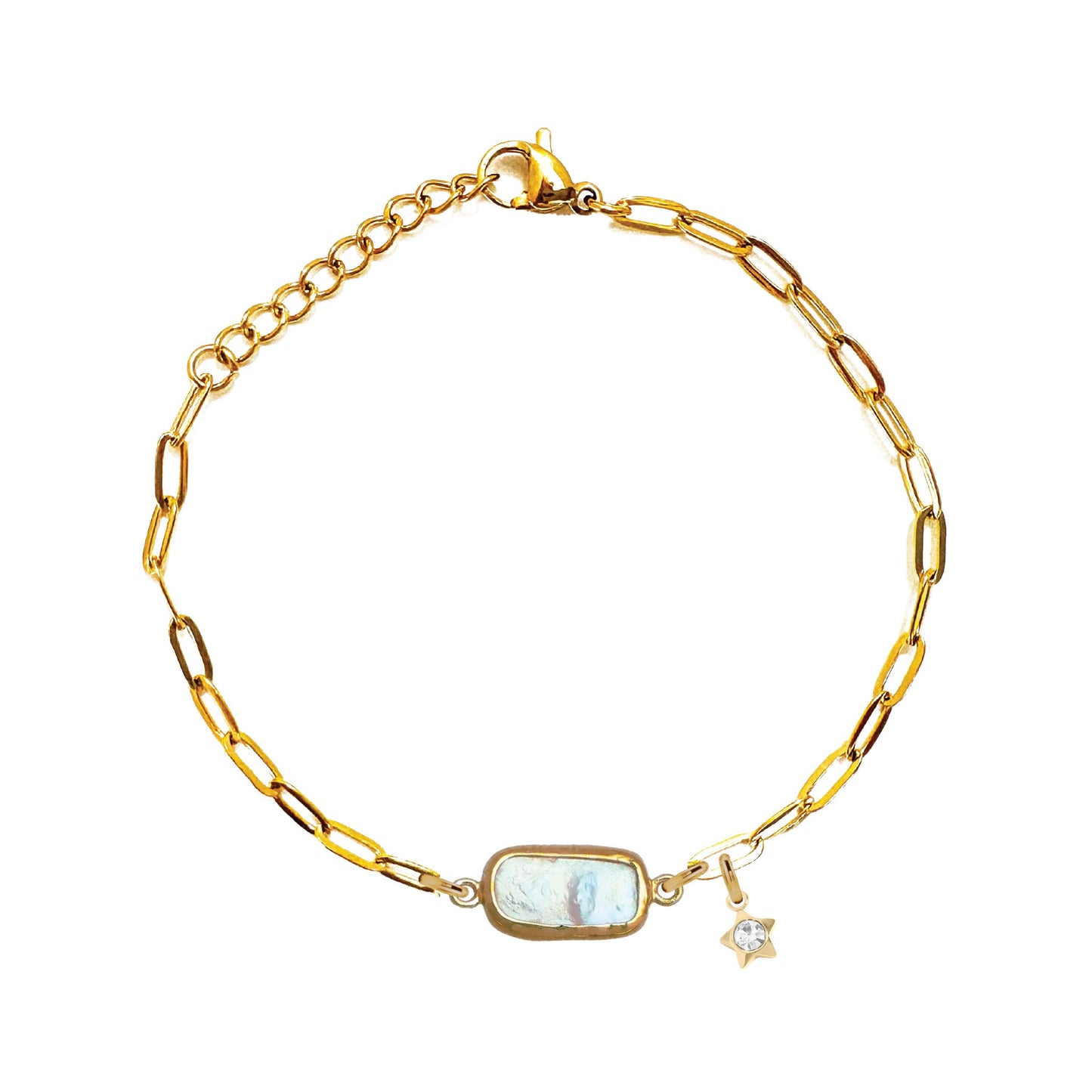 Gemstone Link Bracelet - Choice of 7 Gemstones Bracelet Robyn Canady Freshwater Pearl 