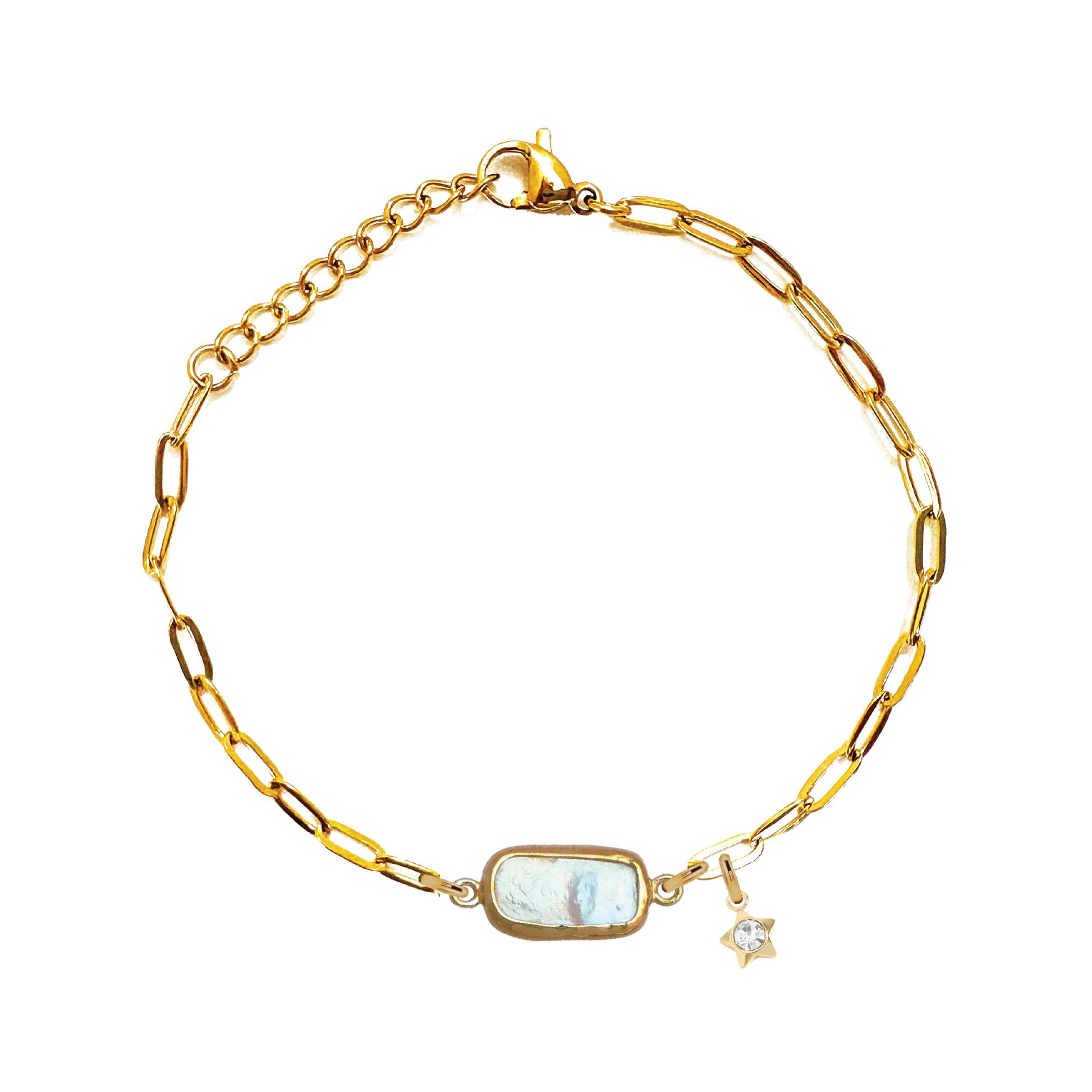 Gemstone Link Bracelet - Choice of 7 Gemstones Bracelet Robyn Canady Freshwater Pearl 