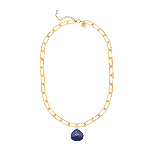 Teardrop Gemstone Large Paperclip Chain Necklace - choose from 11 colors