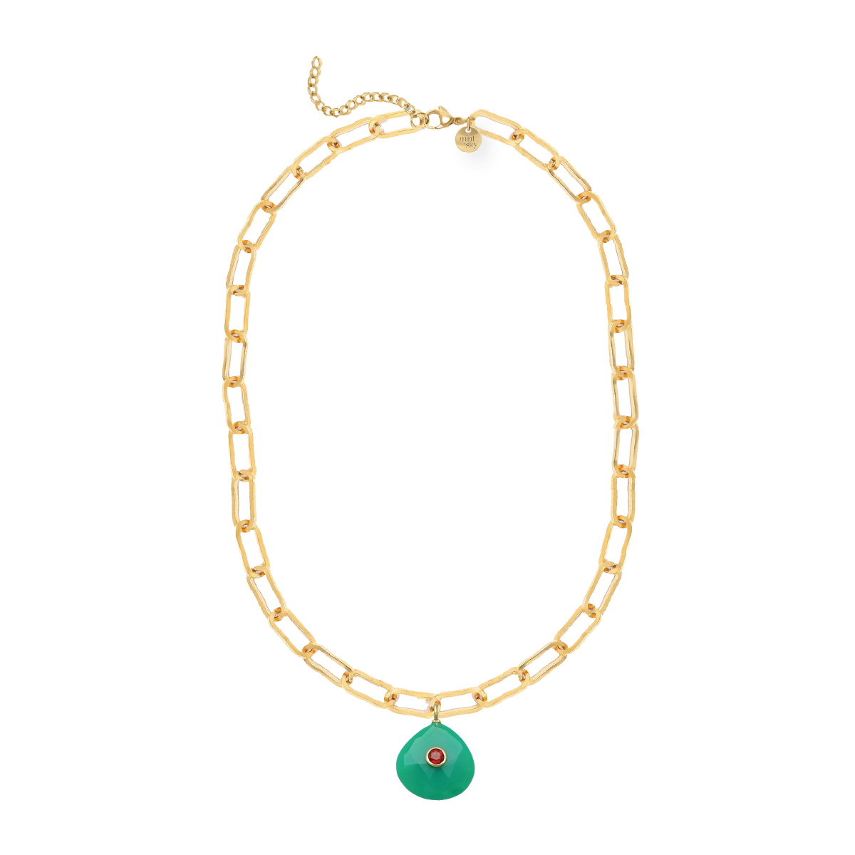 Teardrop Gemstone Large Paperclip Chain Necklace - choose from 11 colors