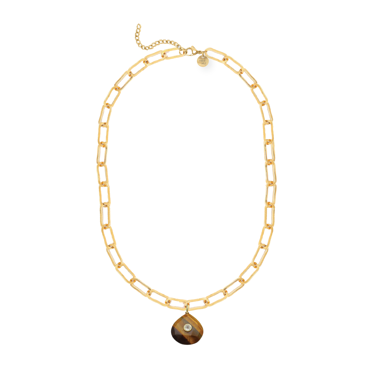 Teardrop Gemstone Large Paperclip Chain Necklace - choose from 11 colors