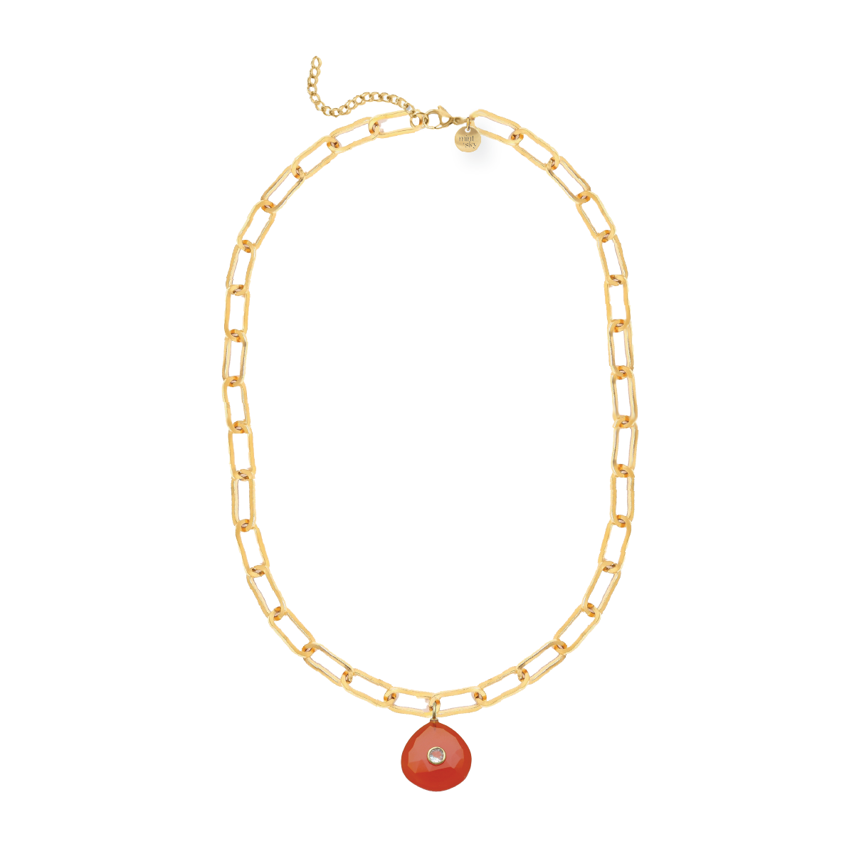 Teardrop Gemstone Large Paperclip Chain Necklace - choose from 11 colors