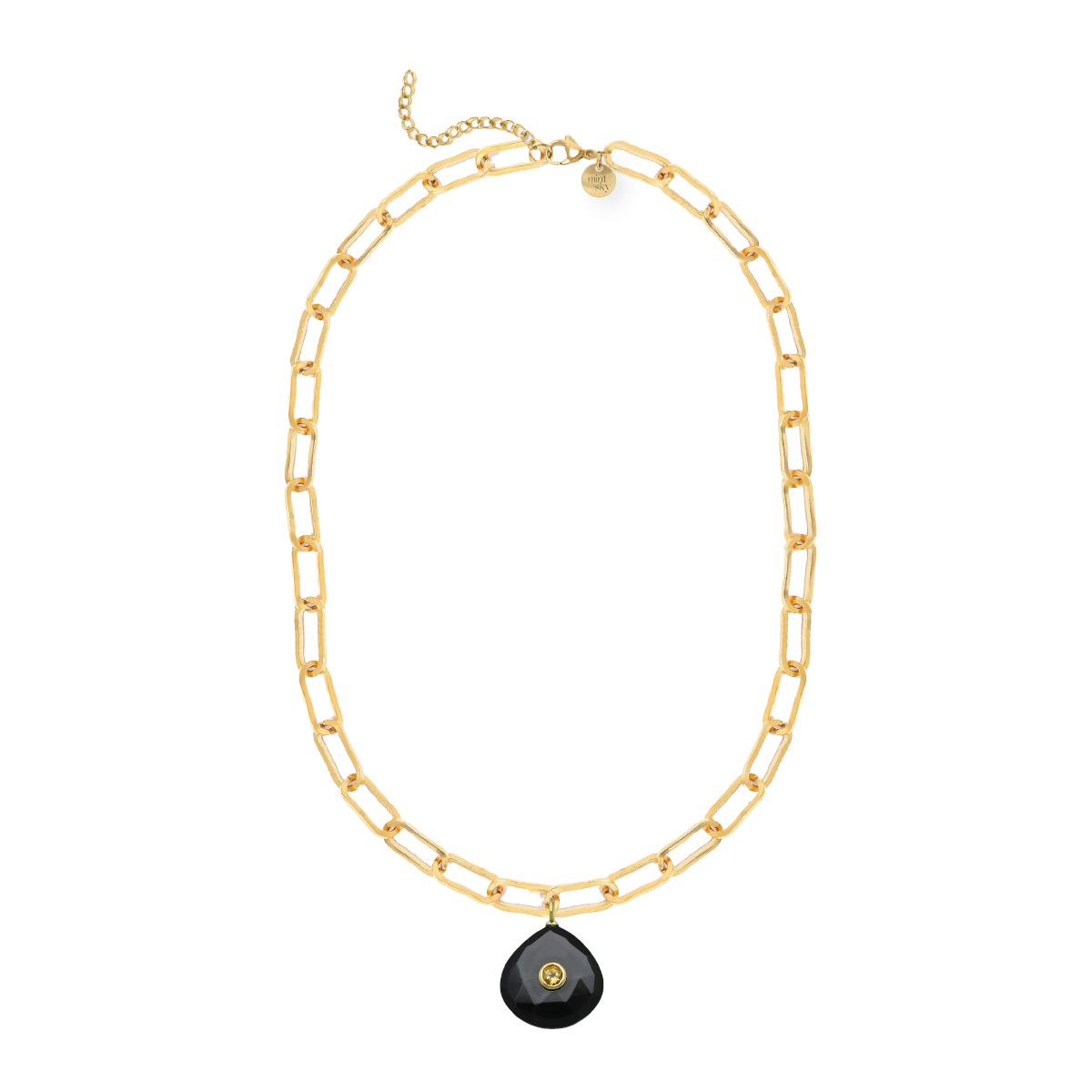 Teardrop Gemstone Large Paperclip Chain Necklace - choose from 11 colors