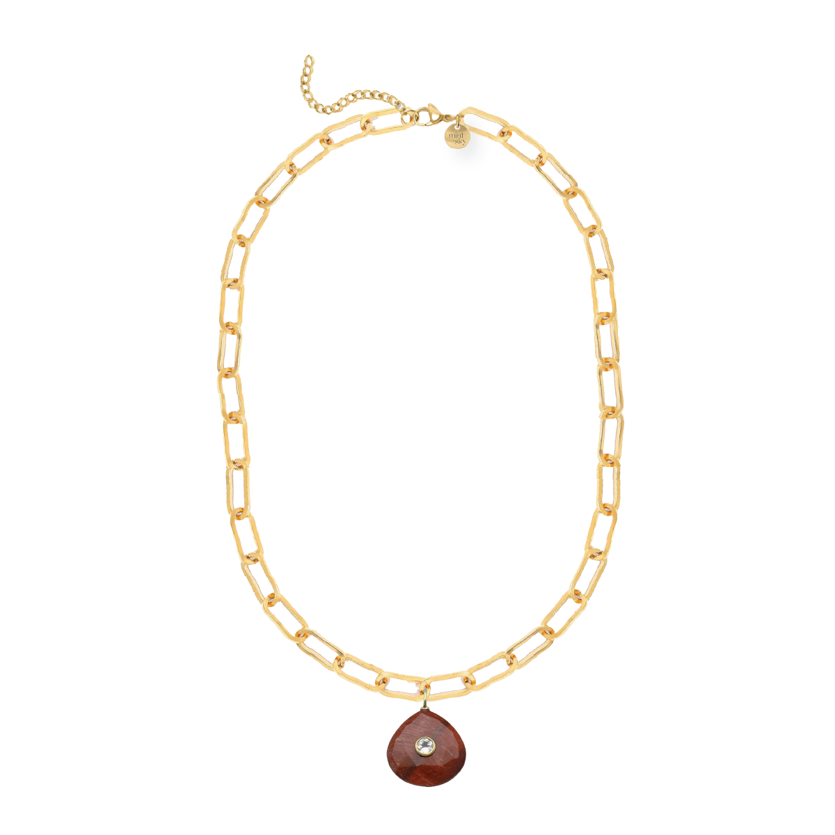 Teardrop Gemstone Large Paperclip Chain Necklace - choose from 11 colors
