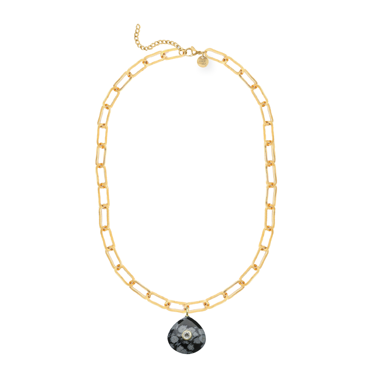Teardrop Gemstone Large Paperclip Chain Necklace - choose from 11 colors
