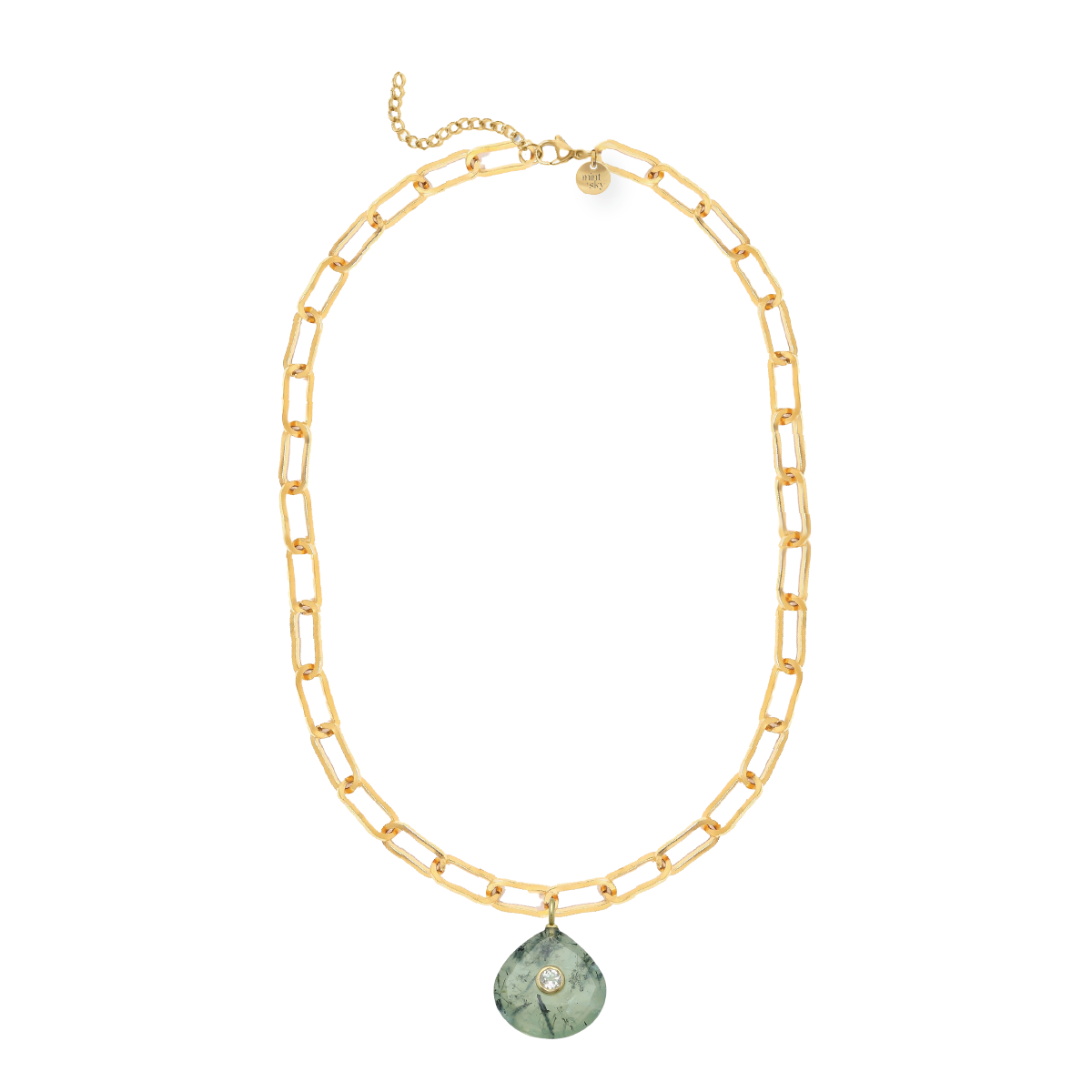 Teardrop Gemstone Large Paperclip Chain Necklace - choose from 11 colors