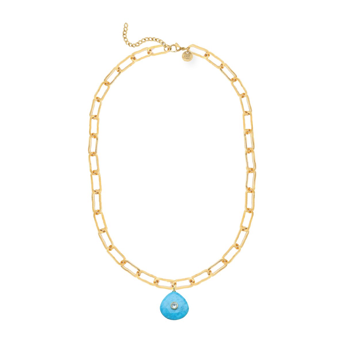 Teardrop Gemstone Large Paperclip Chain Necklace - choose from 11 colors Necklace Robyn Canady Howlite and White Topaz 