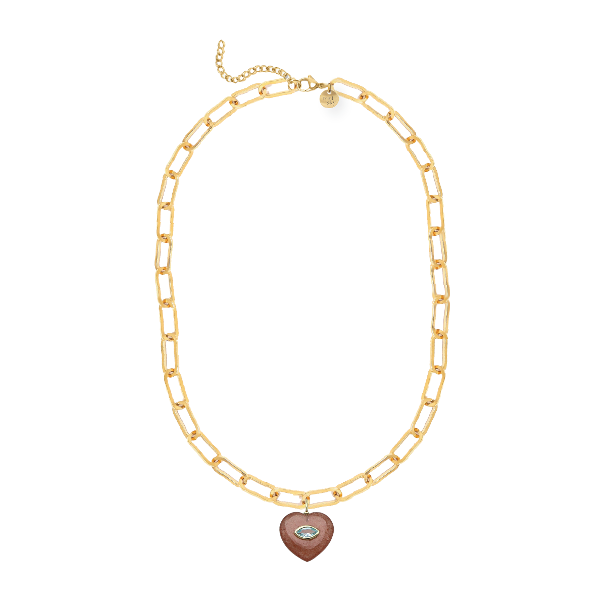 Heart Gemstone Large Paperclip Chain Necklace - choose from 12 colors