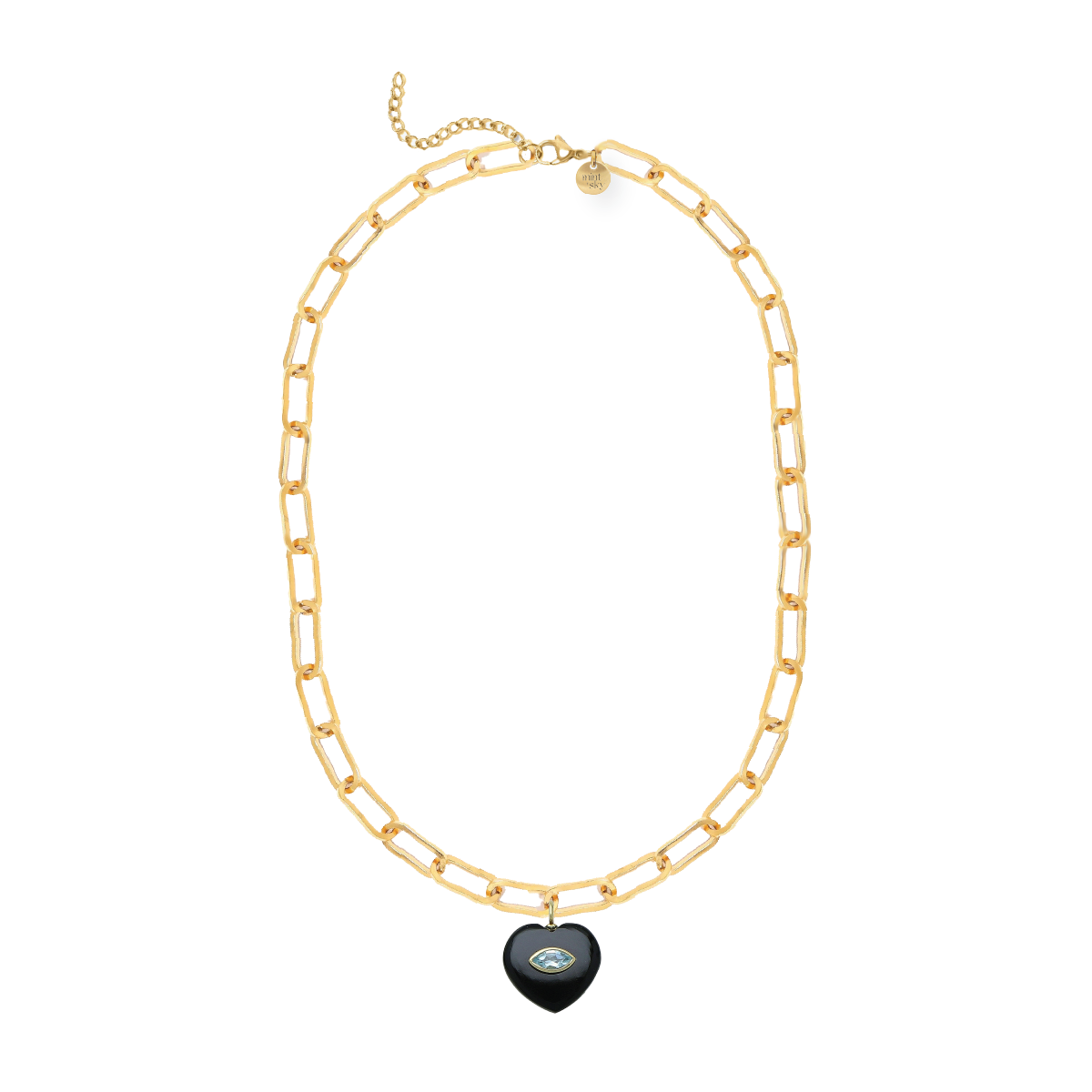 Heart Gemstone Large Paperclip Chain Necklace - choose from 12 colors