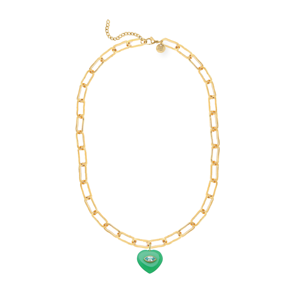 Heart Gemstone Large Paperclip Chain Necklace - choose from 12 colors