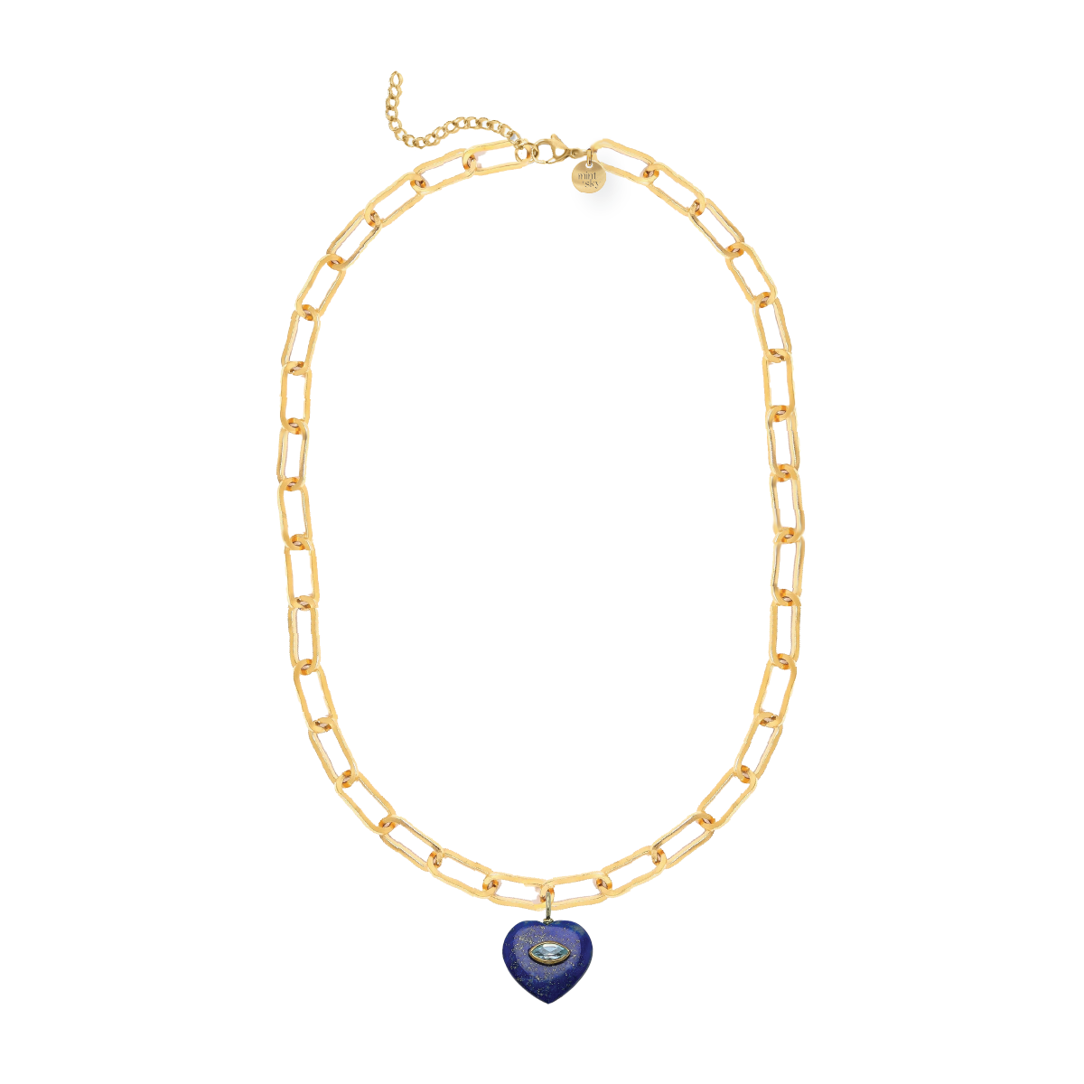 Heart Gemstone Large Paperclip Chain Necklace - choose from 12 colors