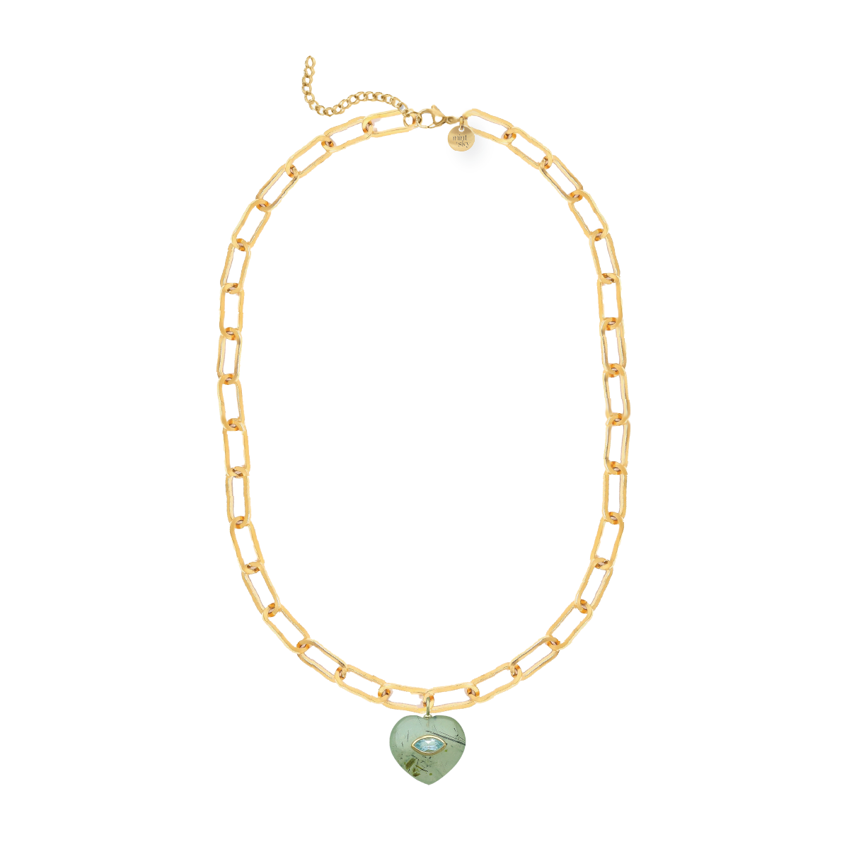 Heart Gemstone Large Paperclip Chain Necklace - choose from 12 colors