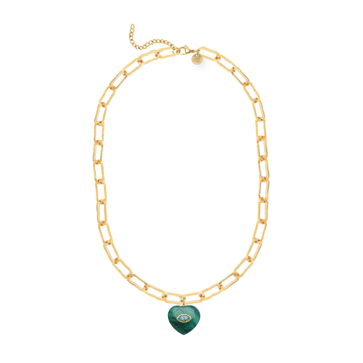 Heart Gemstone Large Paperclip Chain Necklace - choose from 12 colors