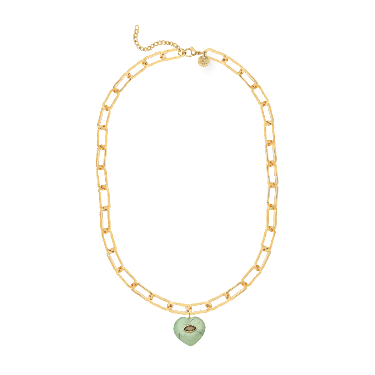 Heart Gemstone Large Paperclip Chain Necklace - choose from 12 colors