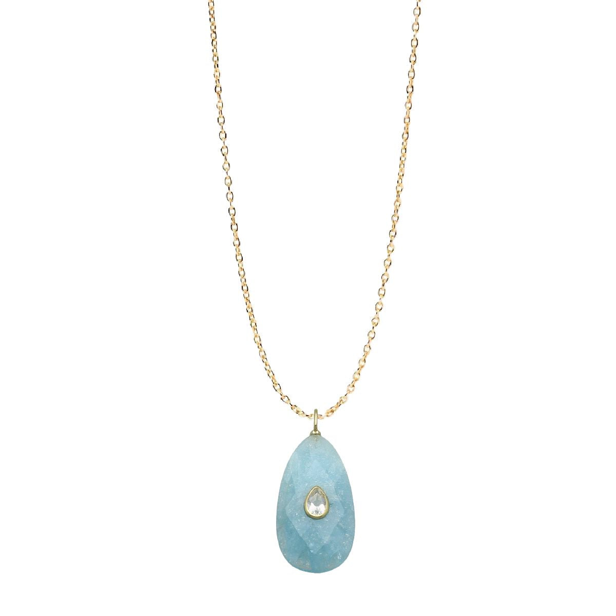 Long Gemstone Necklace - adjustable from 20" - 24" - choose from 6 colors Necklace Robyn Canady Aquamarine and White Topaz 