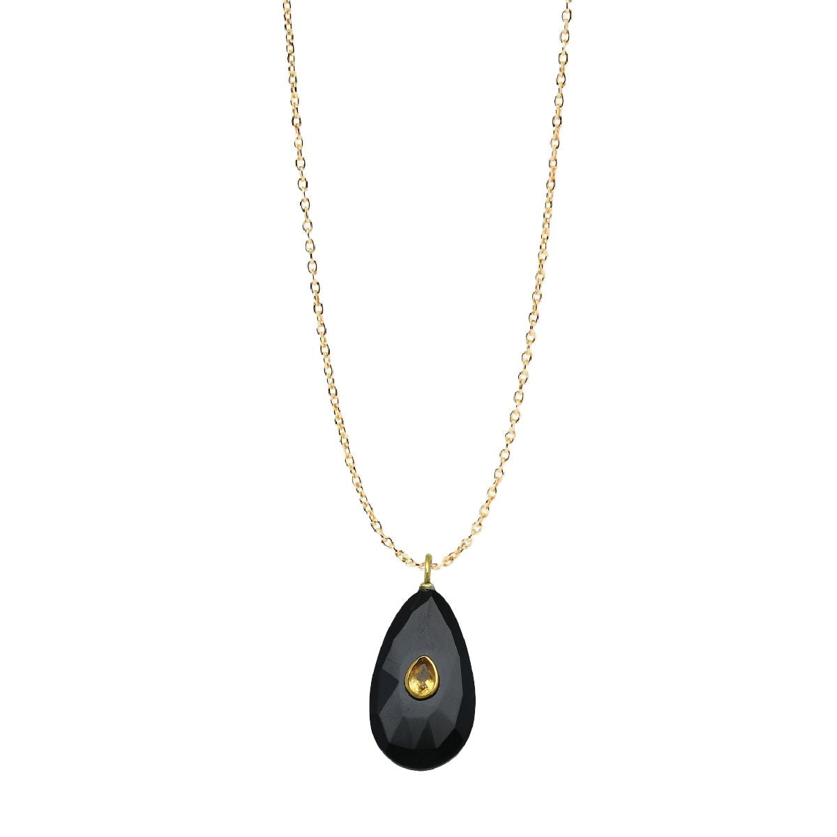 Long Gemstone Necklace - adjustable from 20" - 24" - choose from 6 colors Necklace Robyn Canady Black Onyx and Citrine 
