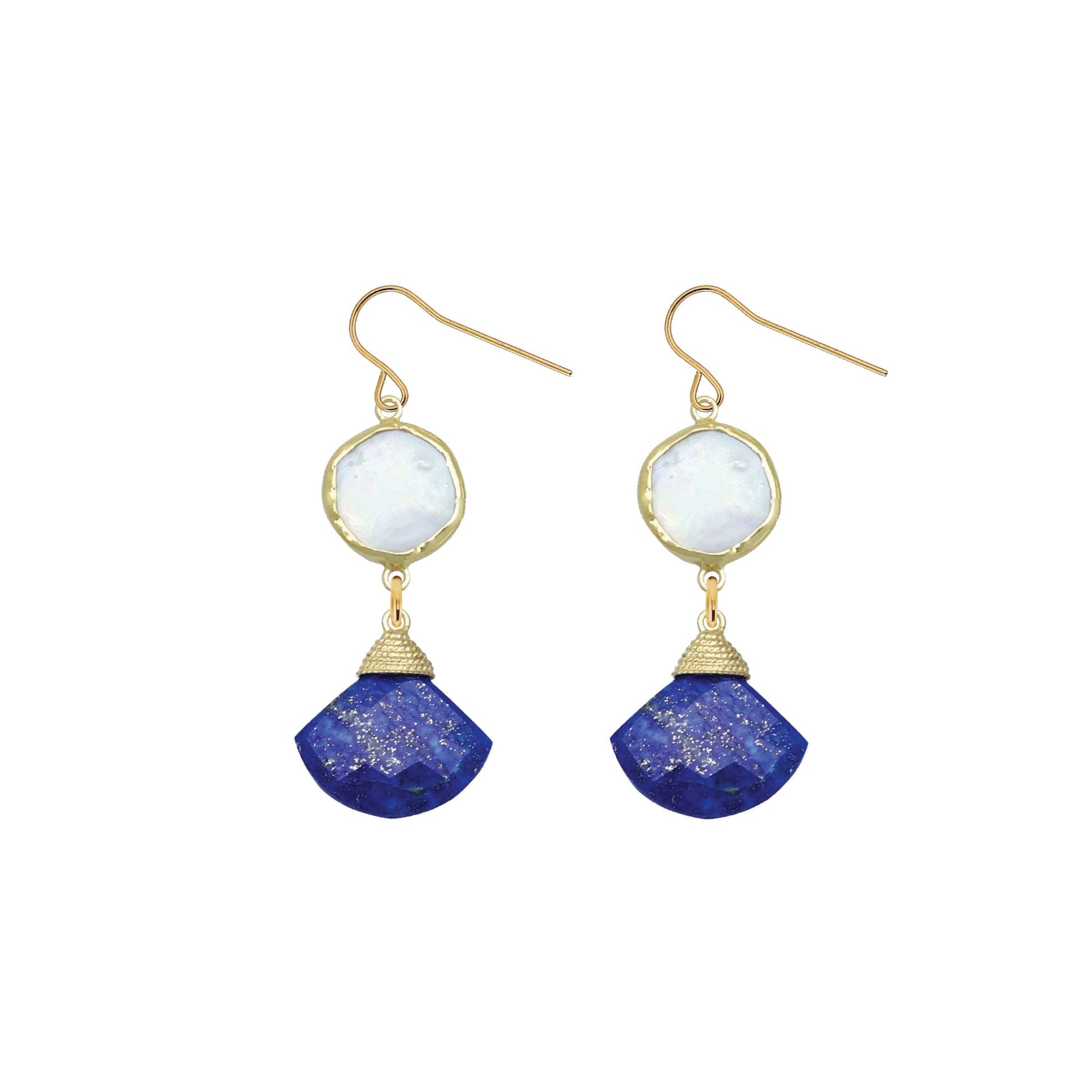 Gemstone Pearl Fan Earrings - 2 color options Earrings Robyn Canady 