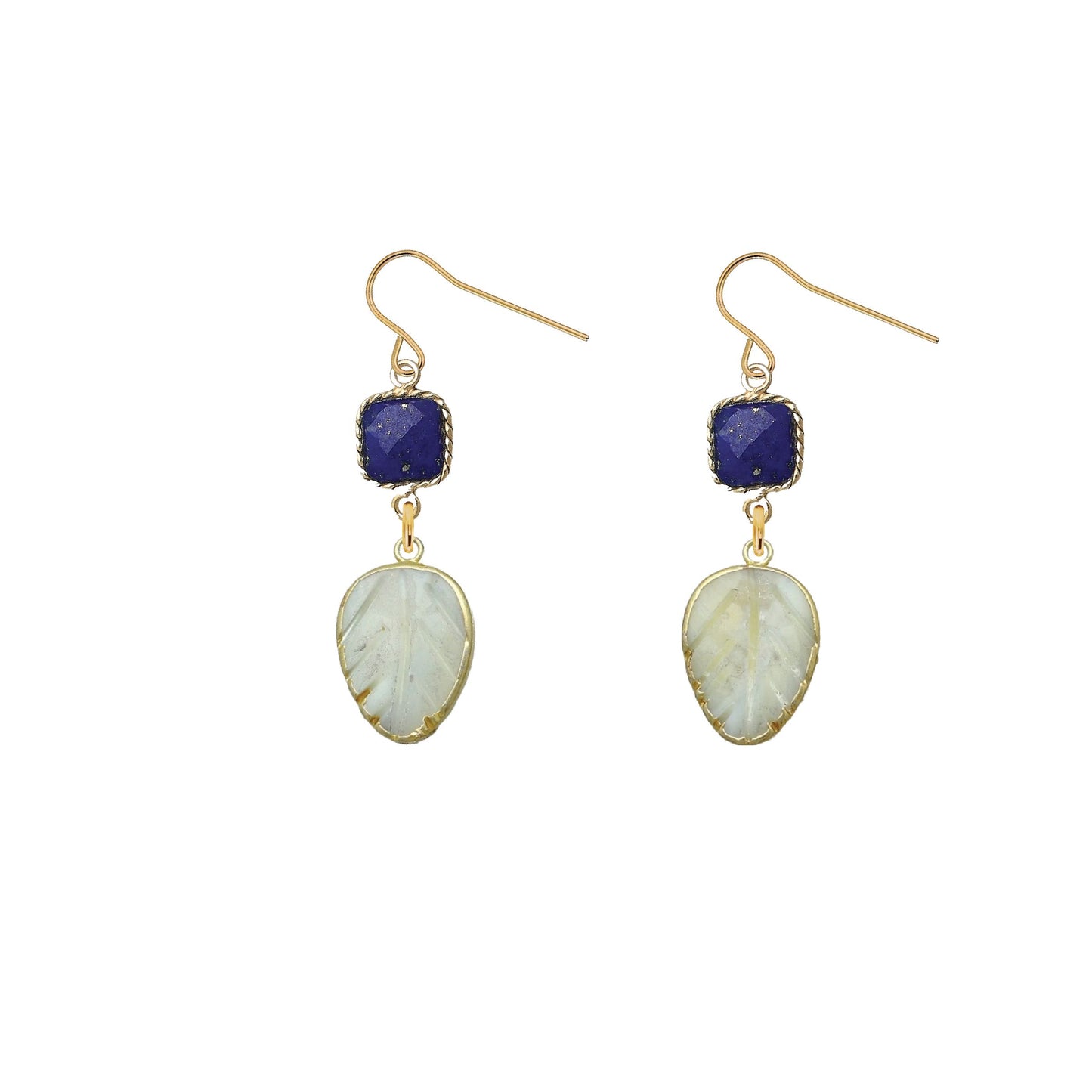 Gemstone and Mother of Pearl Leaf Earrings - 4 color options Robyn Canady Lapis 