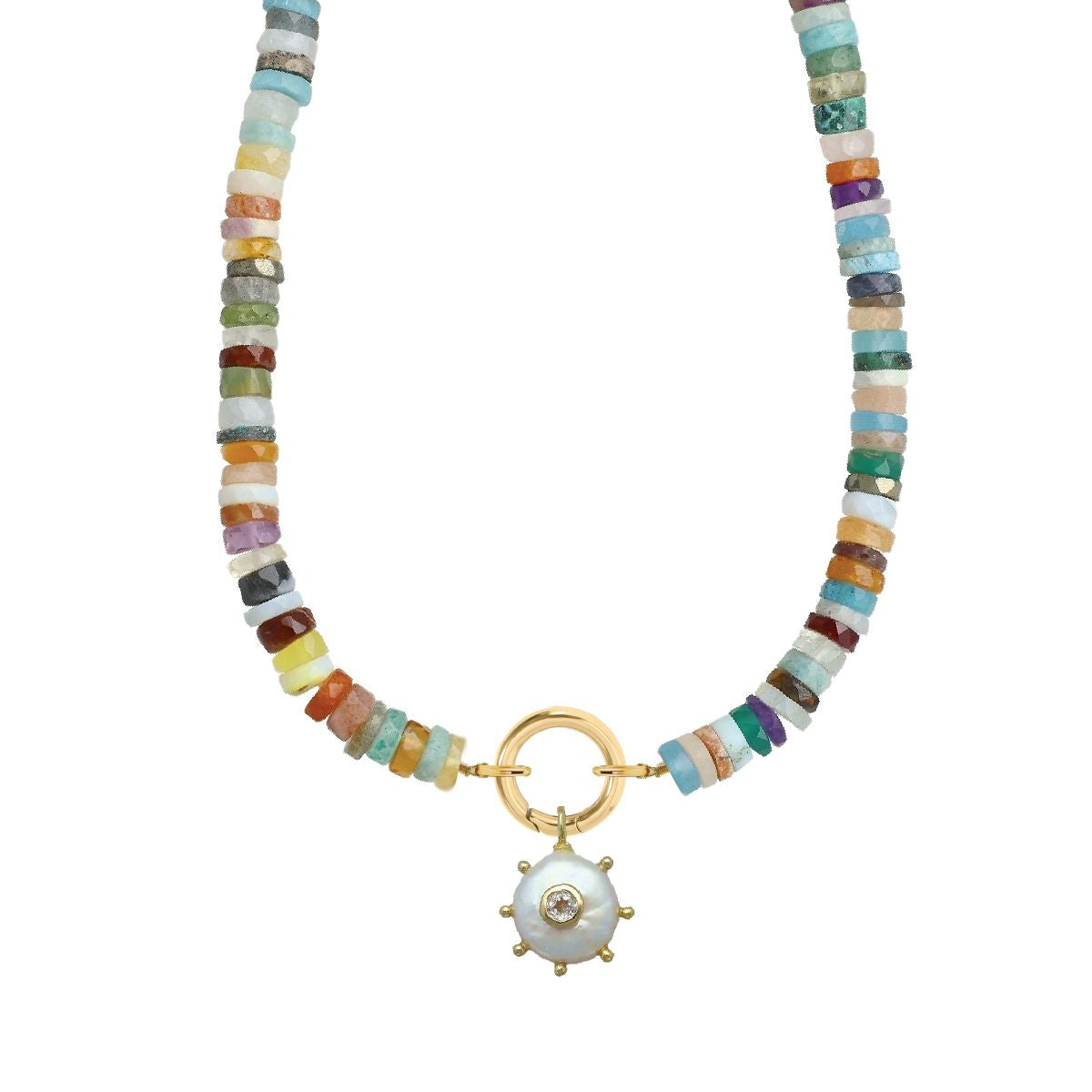 Multi Gemstone, Freshwater Pearl, White Topaz Necklace Necklace Robyn Canady 