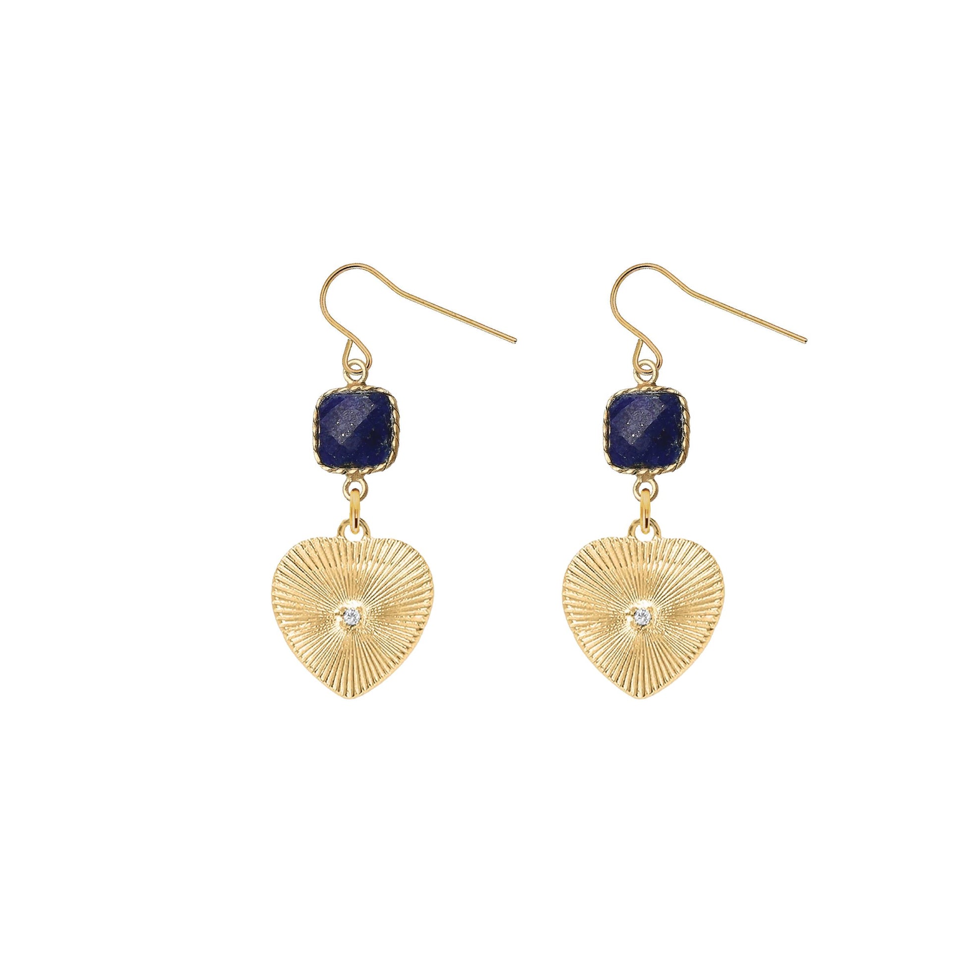 Gemstone and Heart Crystal Earrings - 4 color options Robyn Canady Lapis 