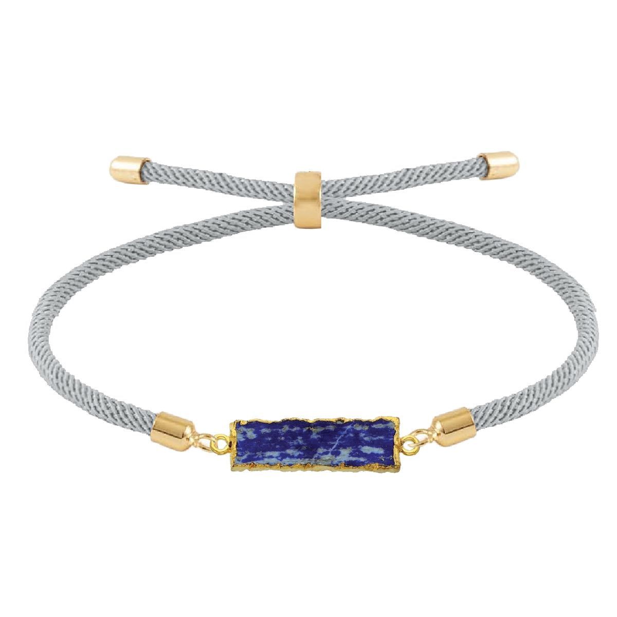 Rectangle Slice Gemstone Cord Bracelet Robyn Canady Gray Lapis 