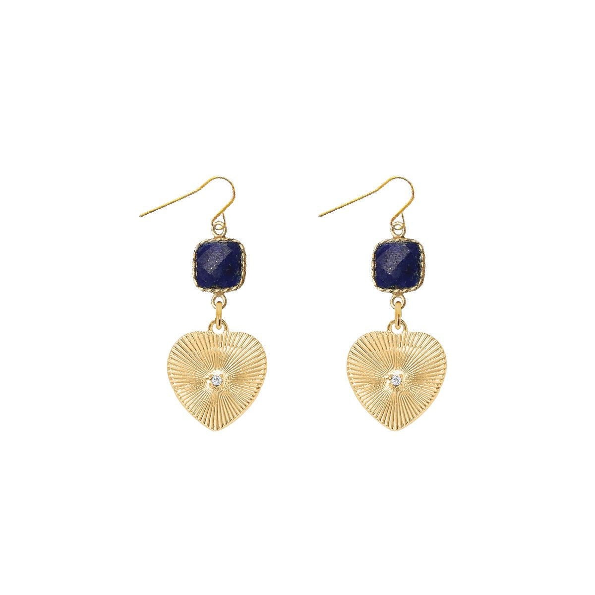 Gemstone and Heart Crystal Earrings - 4 color options Robyn Canady Lapis 