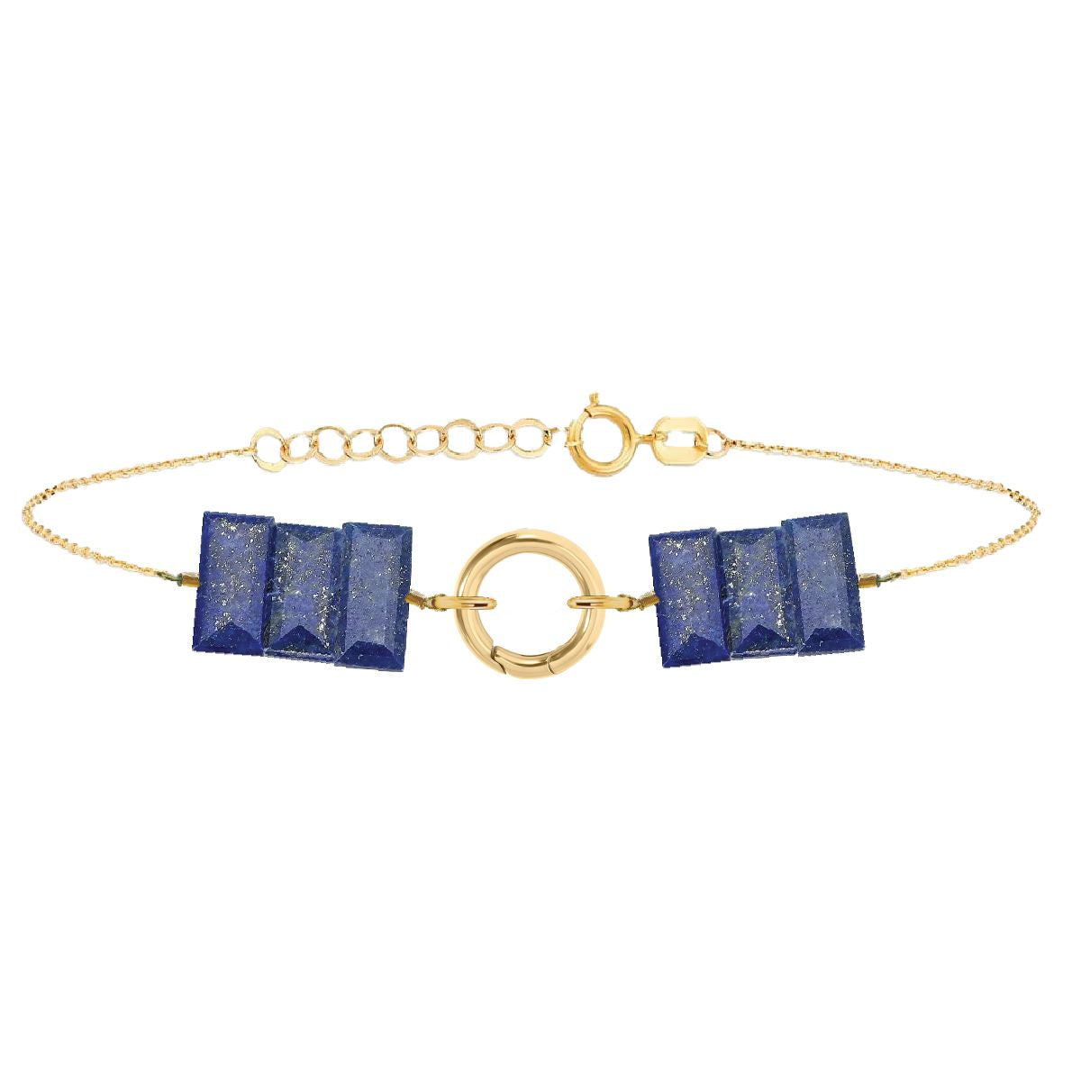 Dainty Rectangle Gemstone Bracelet Robyn Canady Gold Lapis 