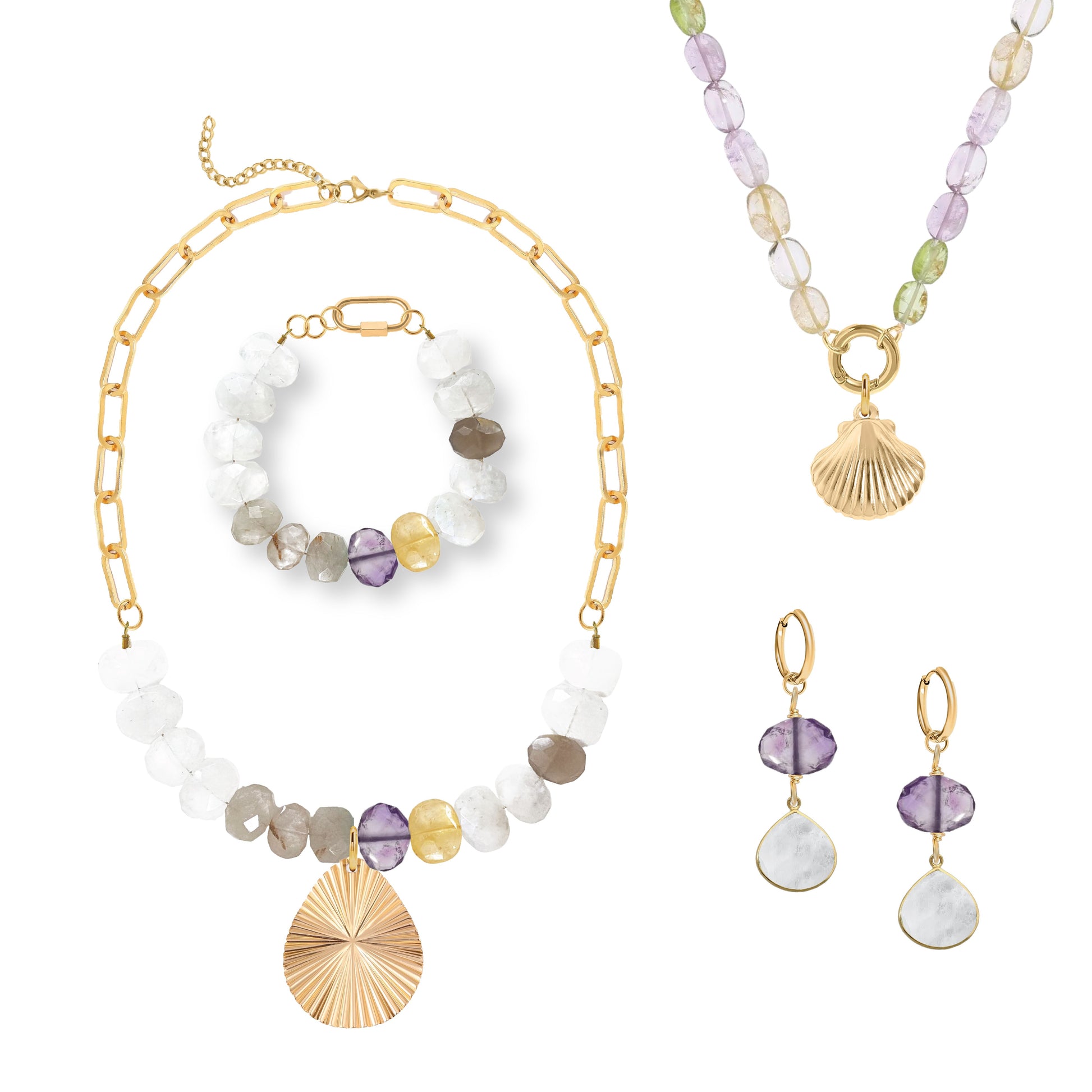 Amethyst Multi Gold Shell Necklace Robyn Canady 