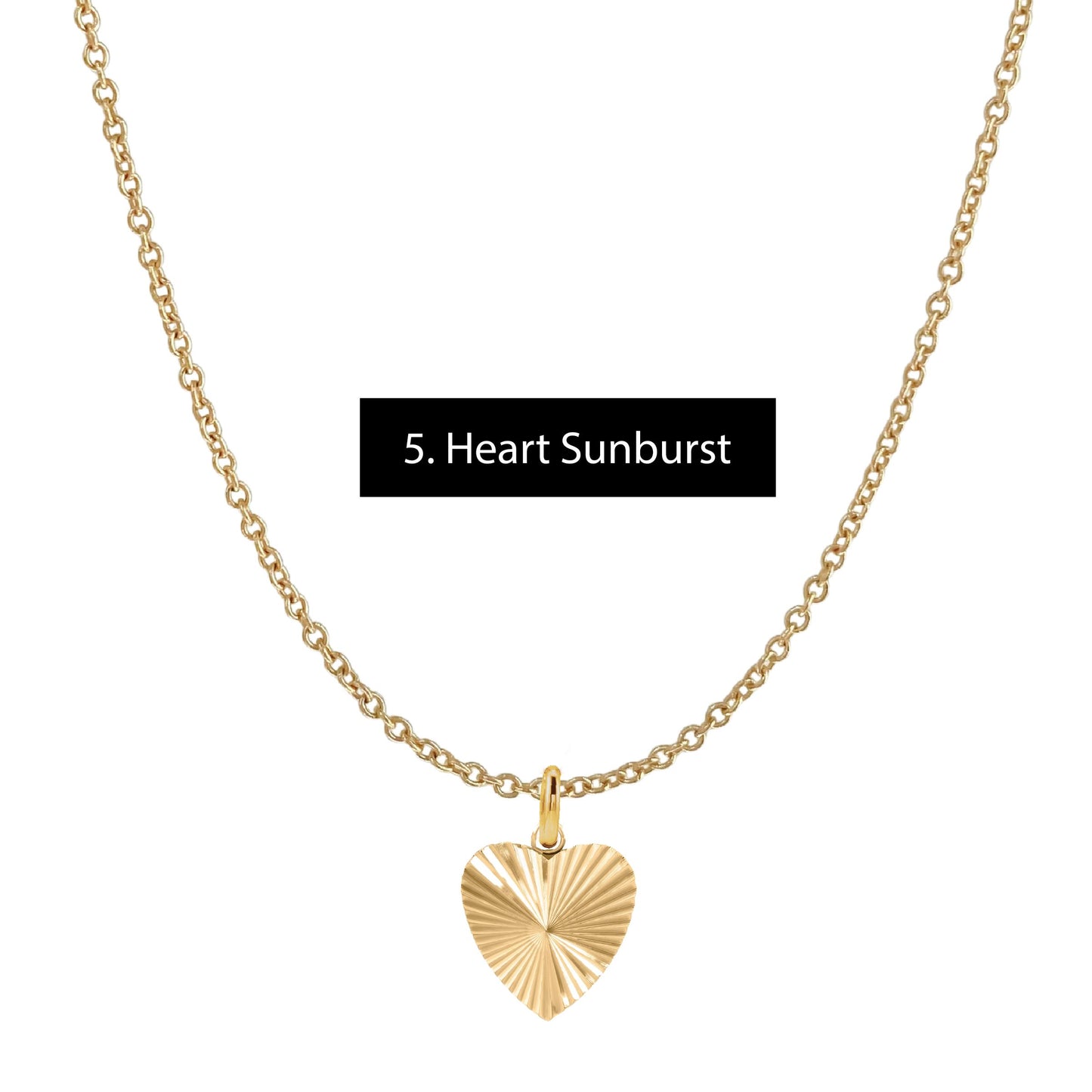 Gold Everyday Layering Necklace - 11 Pendant Options - Tarnish Resistant, Waterproof, Hypoallergenic Robyn Canady Gold 5. Heart Sunburst 