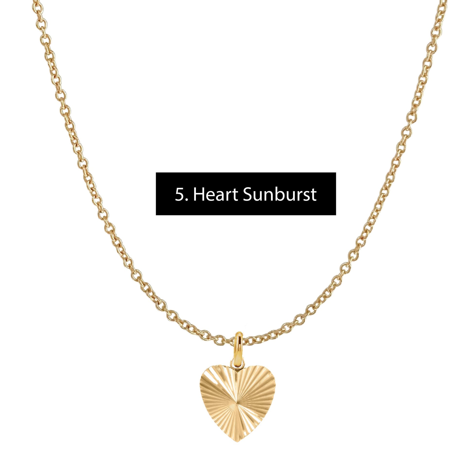 Gold Everyday Layering Necklace - 11 Pendant Options - Tarnish Resistant, Waterproof, Hypoallergenic Robyn Canady Gold 5. Heart Sunburst 