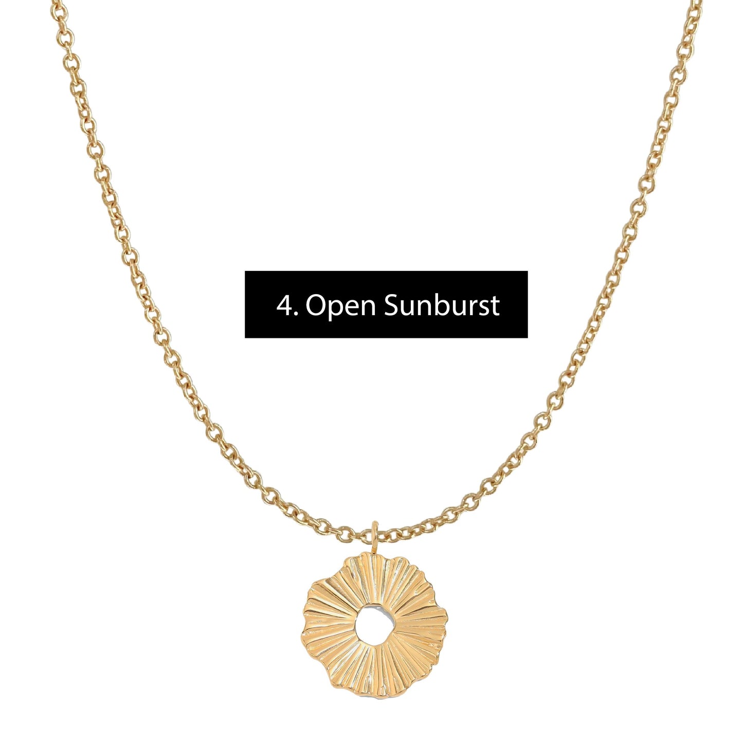 Gold Everyday Layering Necklace - 11 Pendant Options - Tarnish Resistant, Waterproof, Hypoallergenic Robyn Canady Gold 4. Open Sunburst 