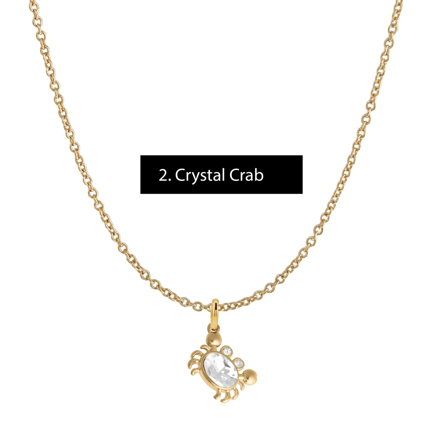Gold Everyday Layering Necklace - 11 Pendant Options - Tarnish Resistant, Waterproof, Hypoallergenic Robyn Canady Gold 2. Crystal Crab 