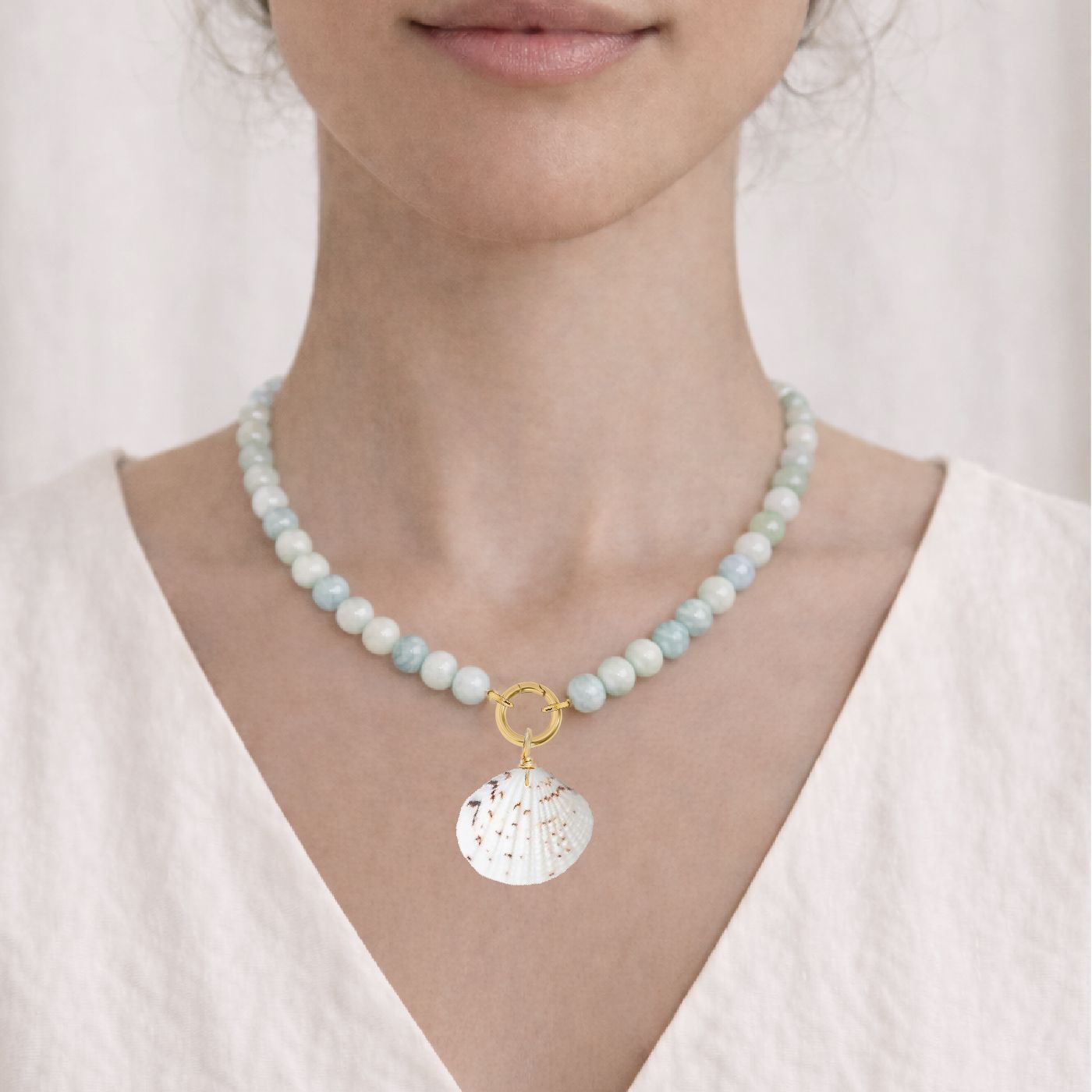 Aquamarine Shell Necklace Robyn Canady 