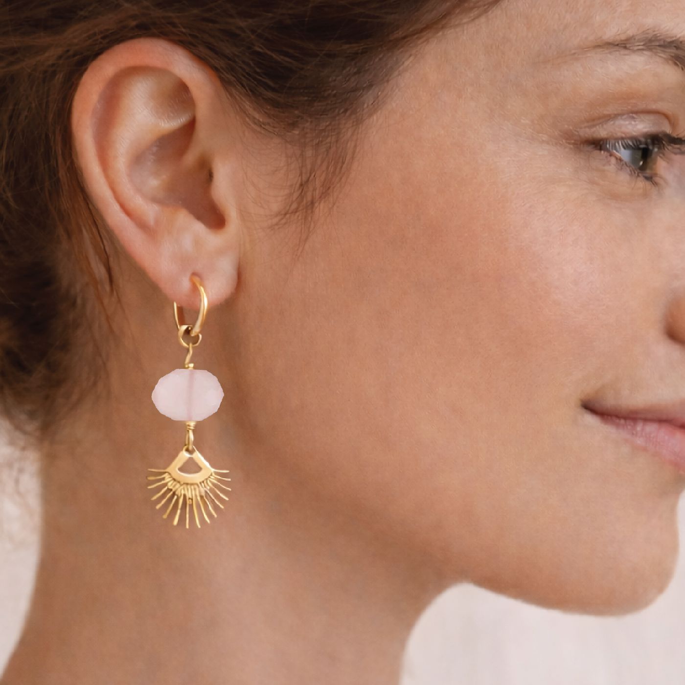 Sunburst Fringe Pink Chalcedony Drop Earrings Robyn Canady 