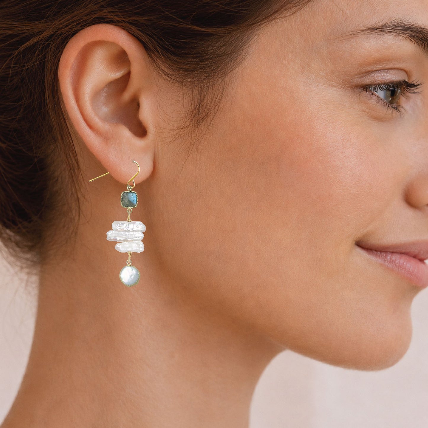 Gemstone and Stick Pearl Drop Earrings - 4 color options Robyn Canady 