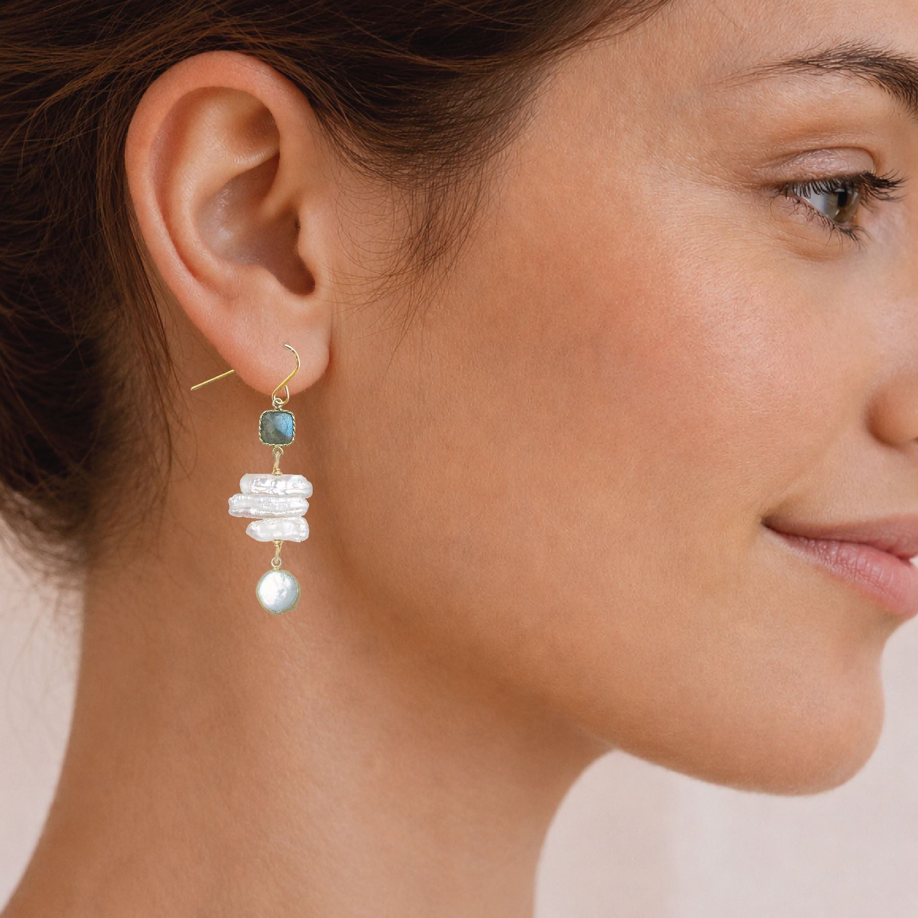 Gemstone and Stick Pearl Drop Earrings - 4 color options Robyn Canady 