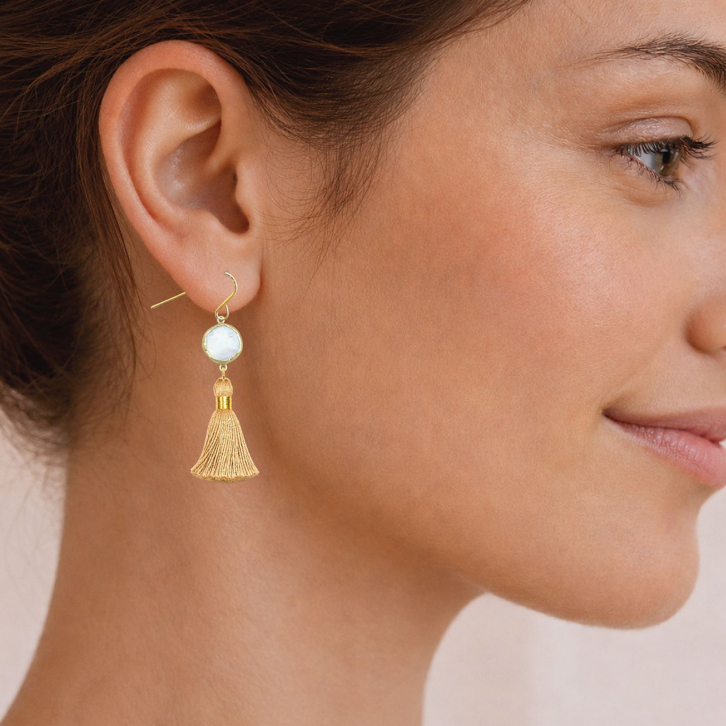 Pearl and Gold Tassel Earrings Robyn Canady 
