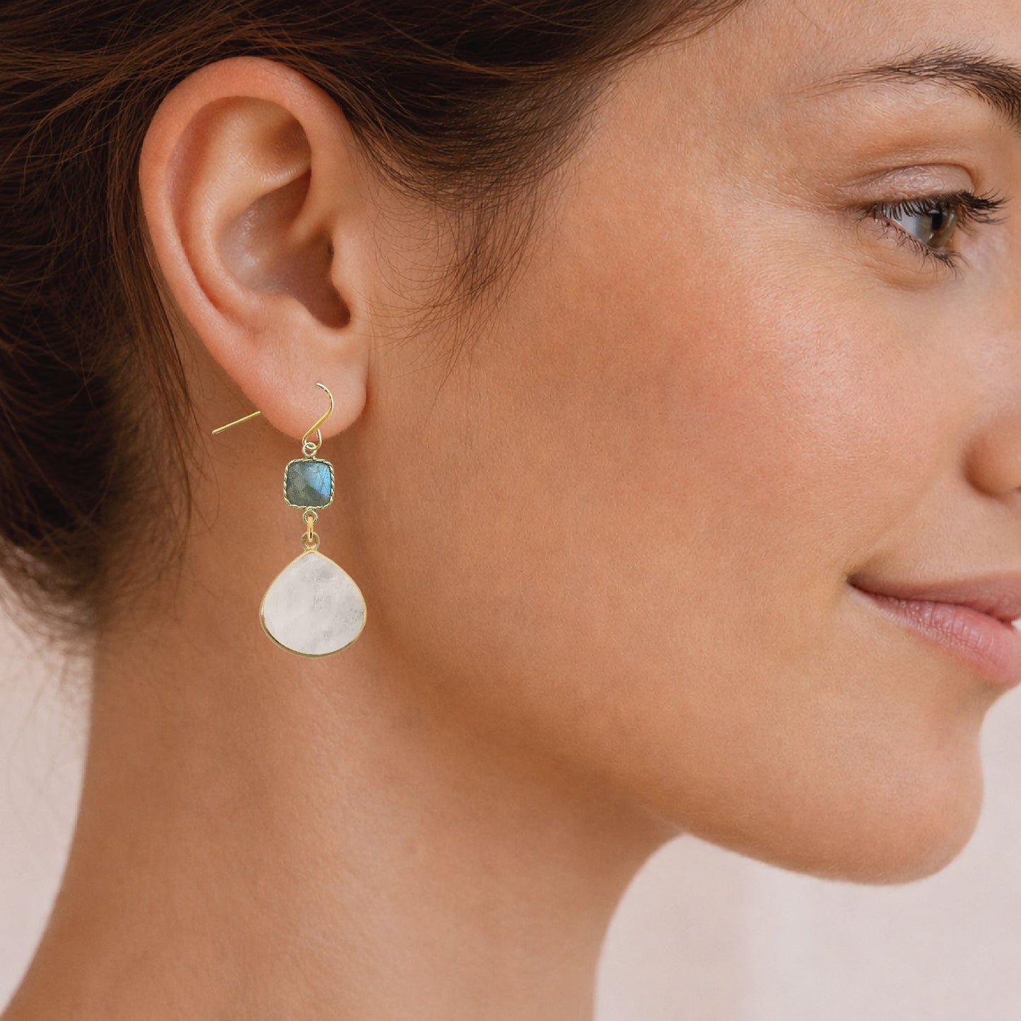 Gemstone and Moonstone Slice Earrings - 4 color options Robyn Canady 