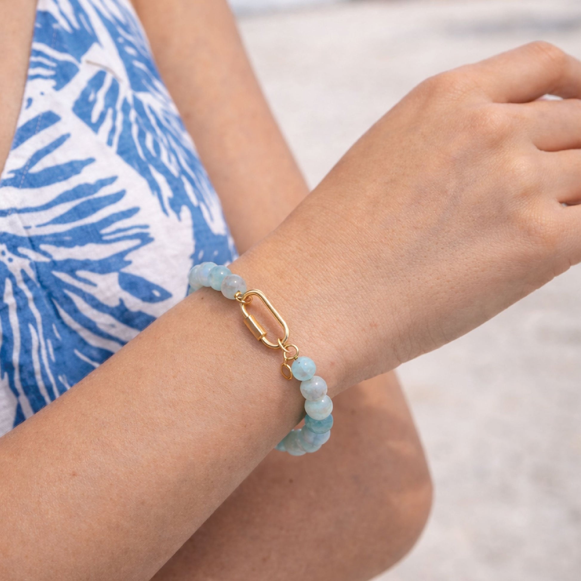 Aquamarine 8mm Beaded Bracelet Robyn Canady 