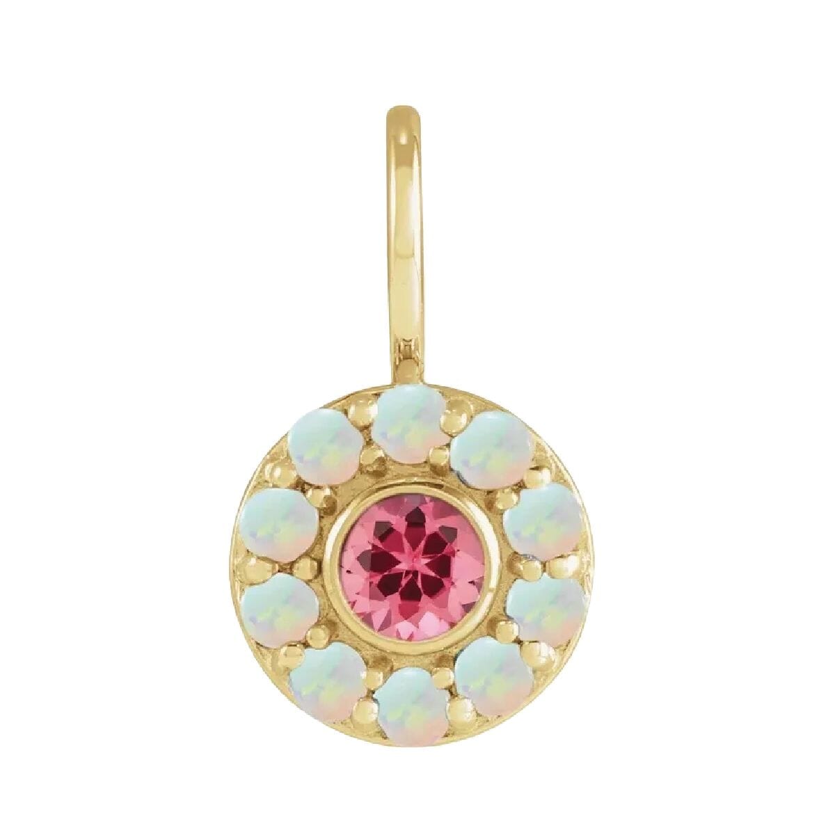 Pink Spinel and White Opal Medallion Necklace Necklace Robyn Canady No Chain (Pendant Only) 