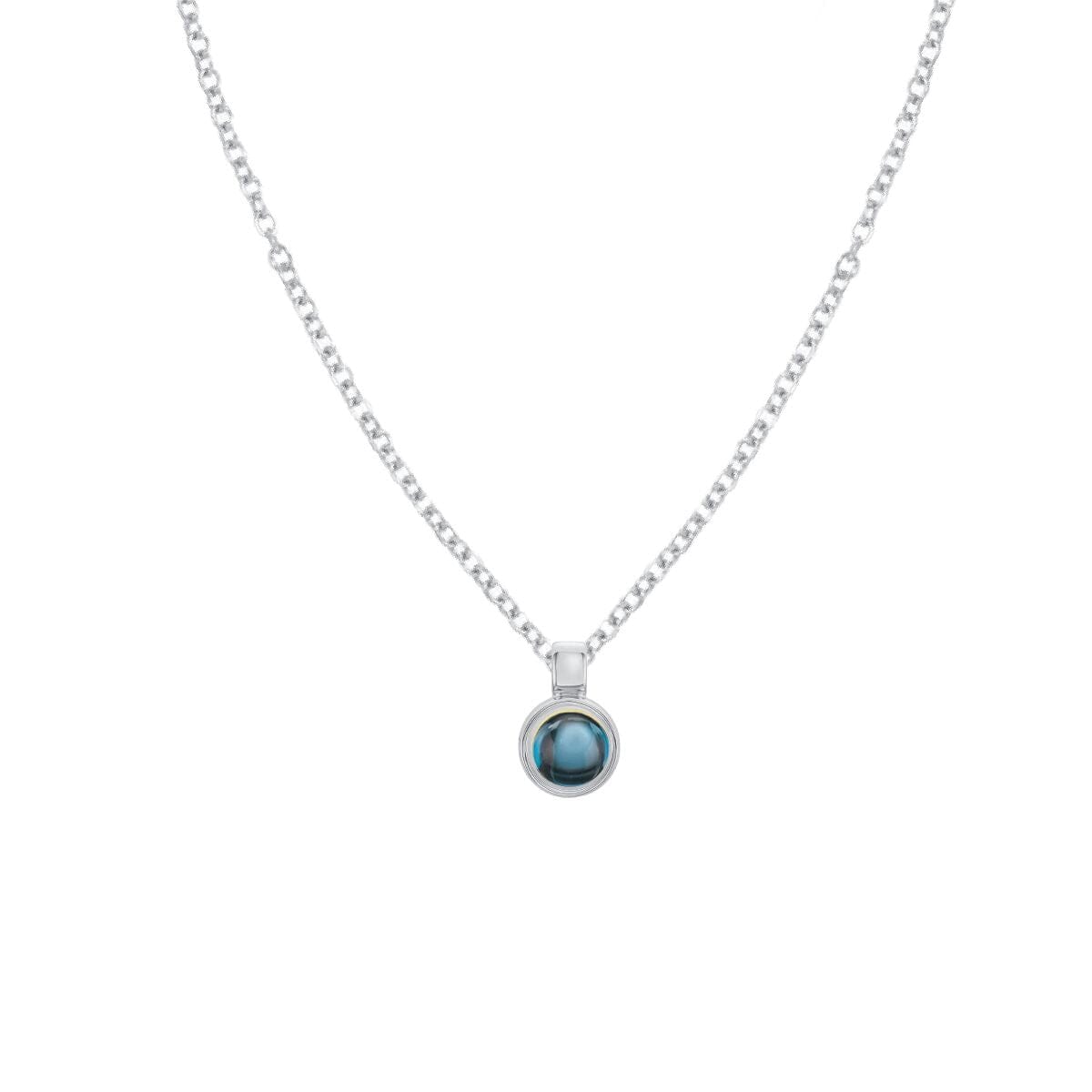 Tiny Drop London Blue Topaz Gemstone Necklace Necklace Robyn Canady Sterling Silver 