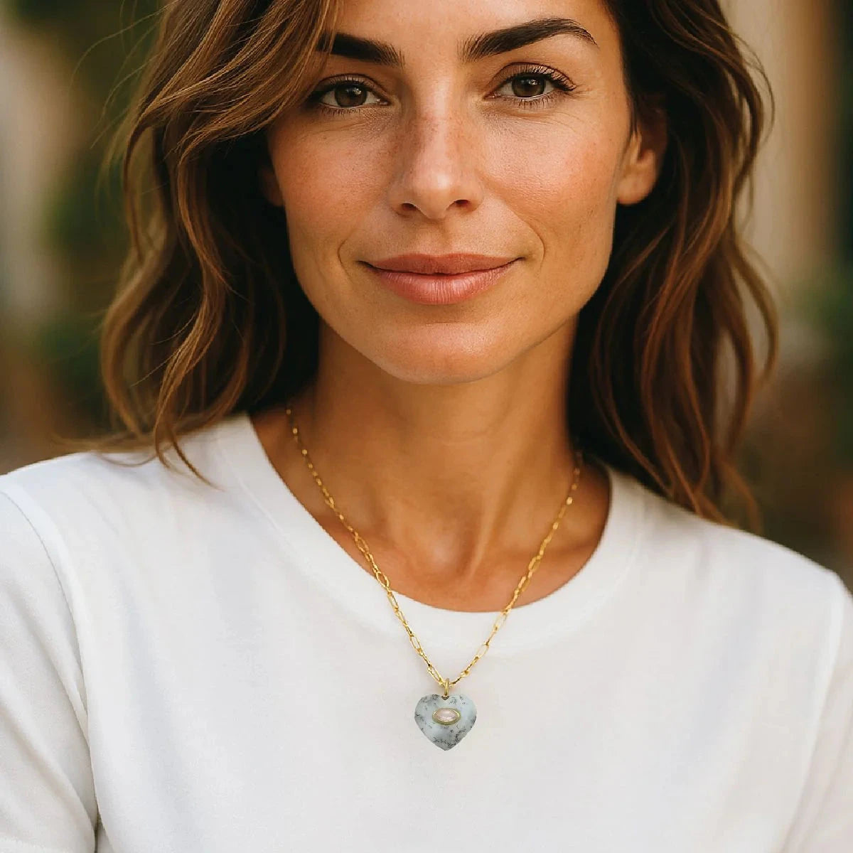 Double Gemstone Heart Necklace Necklace Robyn Canady 