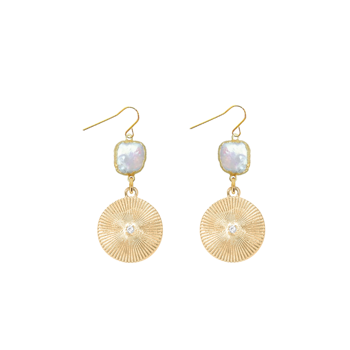 Freshwater Pearl and Starburst Crystal Earrings