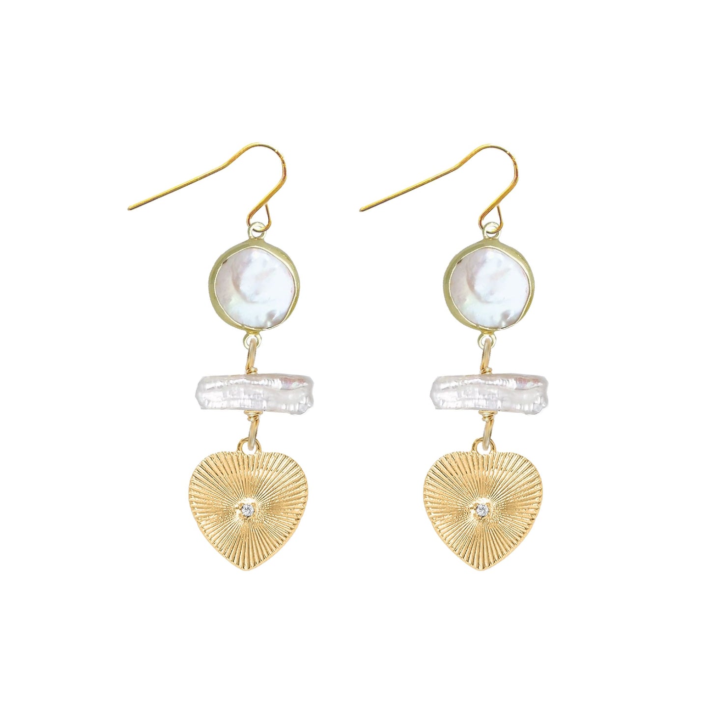 Freshwater Pearl Stick and Heart Crystal Earrings Robyn Canady 