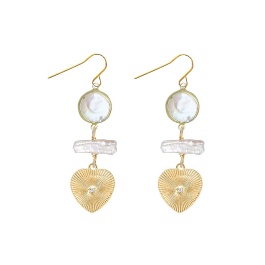 Freshwater Pearl Stick and Heart Crystal Earrings Robyn Canady 