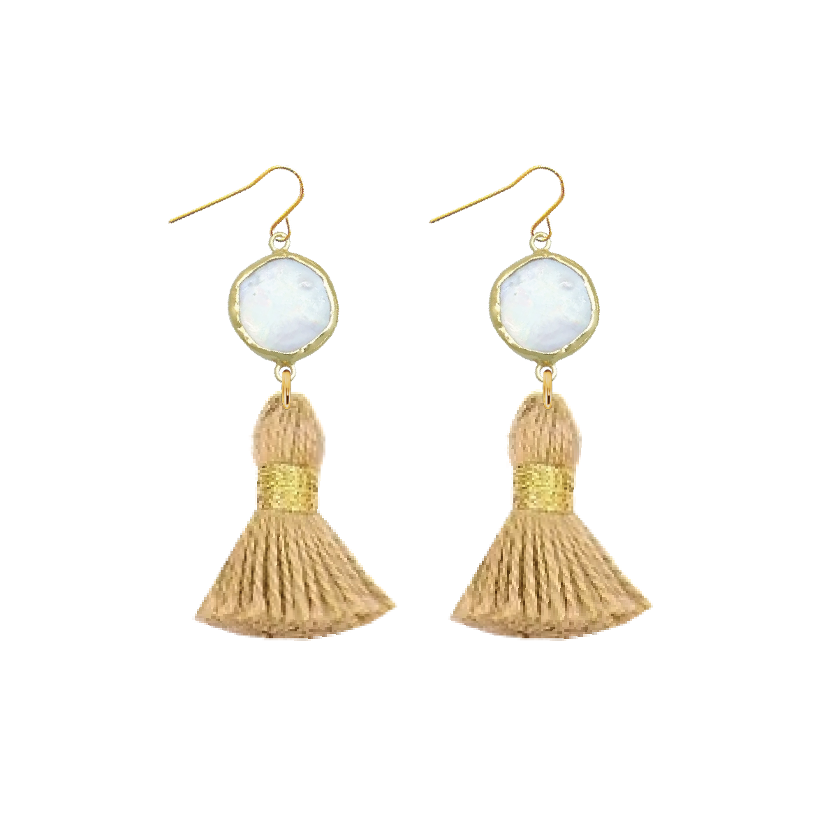 Pearl and Gold Tassel Earrings