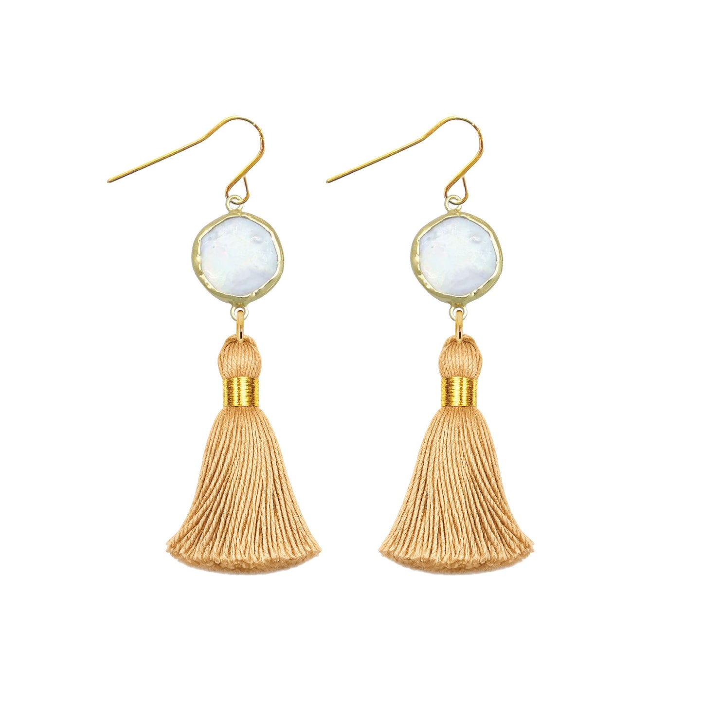 Pearl and Gold Tassel Earrings Robyn Canady 